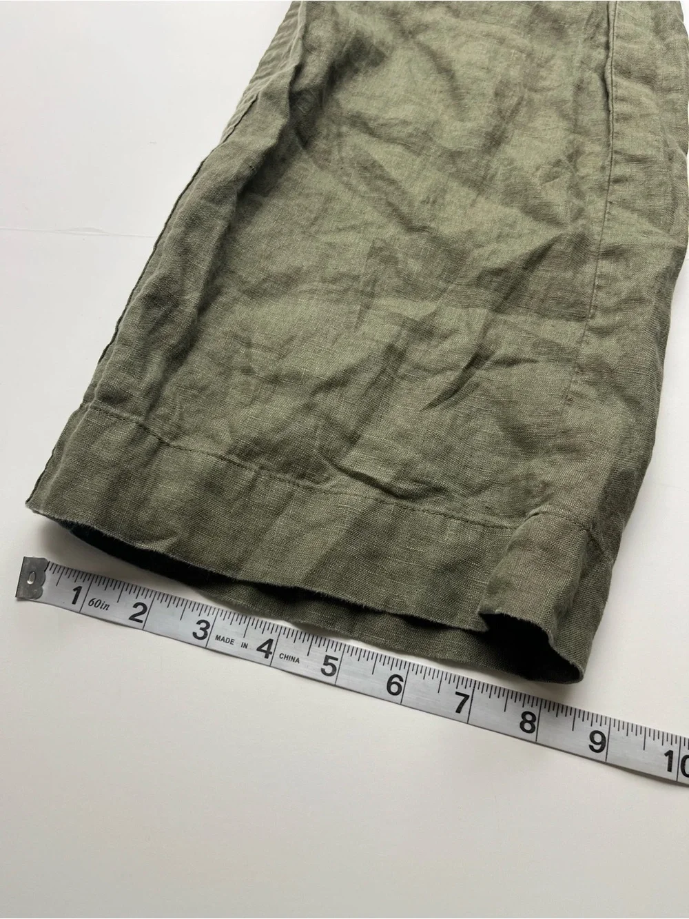 Quince 100% European Linen Wide Leg Pants Bayberry Green Womens Small Pull-on
